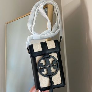 Tory Burch Miller Canvas Quadrant Phone Crossbody NEW